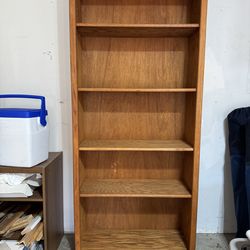 Bookshelf - 5 shelf, natural wood.