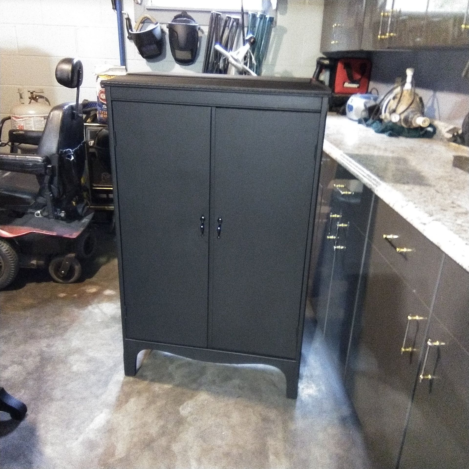 Solid wood cabinet painted black