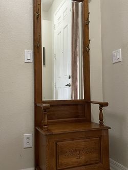 Entryway storage and mirror