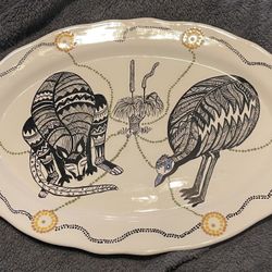 One of a Kind Vintage Handpainted Australian Aboriginal Artwork Serving Platter.  