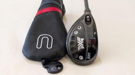 LH NEW(DEMO) PXG 0317 #3 HYBRID 19* ADJUSTABLE HZRDUS SMOKE LOW SPIN 6.5 70G S. FLEX GRAPHITE SHAFT W/ GOLF PRIDE GRIP Including s leather Head Cover