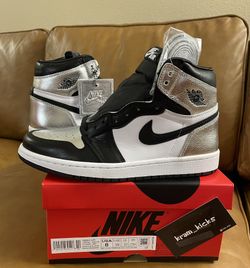 New* Nike Air JORDAN 1 Retro High OG "Silver Toe" Black White WOMENS Size 8 or Mens gs size 6.5 y US - OG All DS