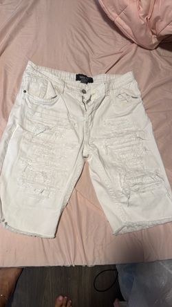 Ripped white mens shorts