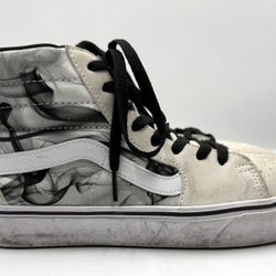  Vans Sk8‑Hi Smoke Print High Top Sneakers Men’s 7 Women’s 8.5 Black White Suede Canvas