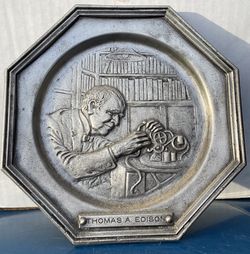 Thomas Edison Pewter Commemorative Pewter Plate