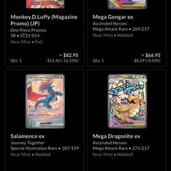 Pokemon & One Piece TCG Single Lot