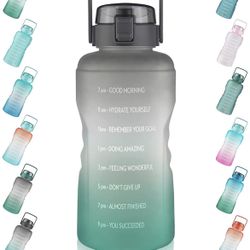 Seekua Large 1 Gallon Water Bottle with Straw 128 OZ & Motivational Time Marker Reminder, Leakproof Big Water Jug for Camping, Sports, Workouts and Ou