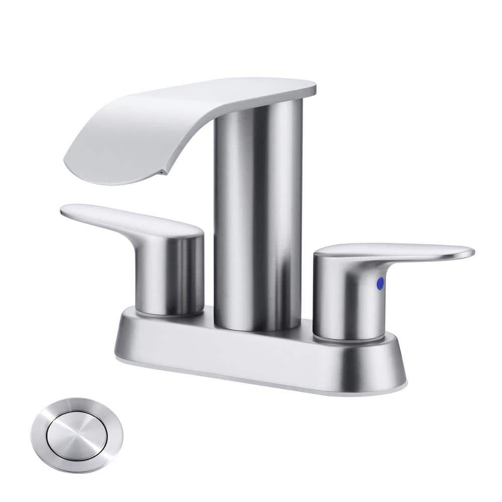 4 in. Centerset 2 Handle Mid Arc Bathroom Waterfall Faucet