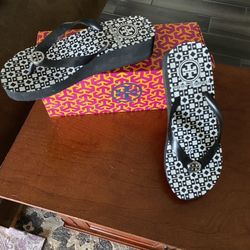Brand New Tory Burch Wedge Flip Flops