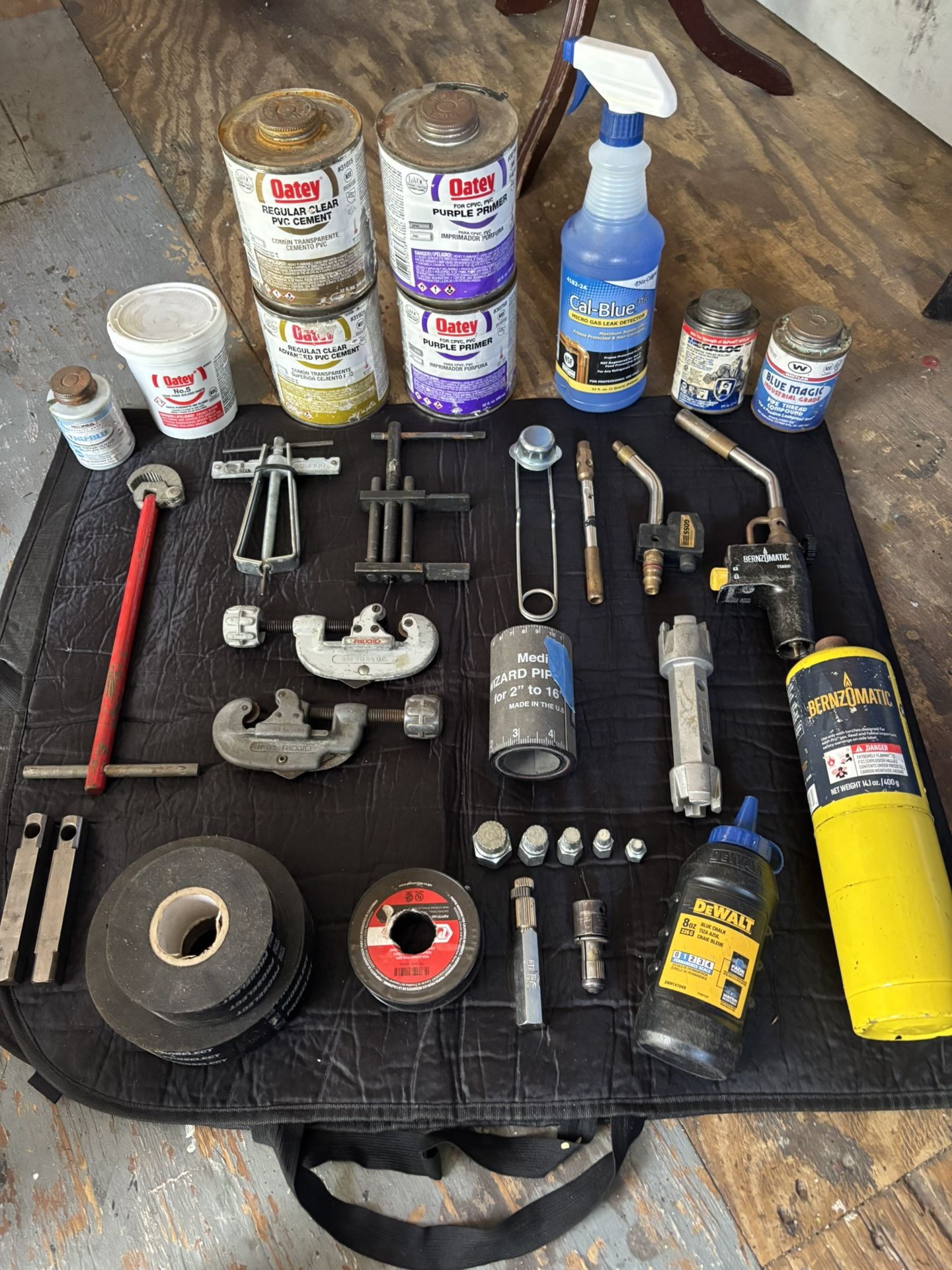 Plumbers Assorted Tools and Supplies