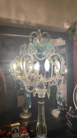 Crystal Beaded Chandelier Table Lamp