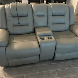 Power Recliner Leather Sofa