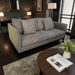 Custom Sofa with Down Filled Cushions and Soft Tweed Upholstery