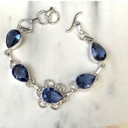 Blue Crystal Silver Bracelet 
