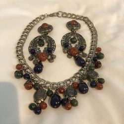 Necklace with clip earrings.