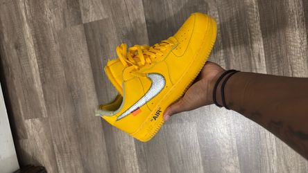 Yellow off white air forces