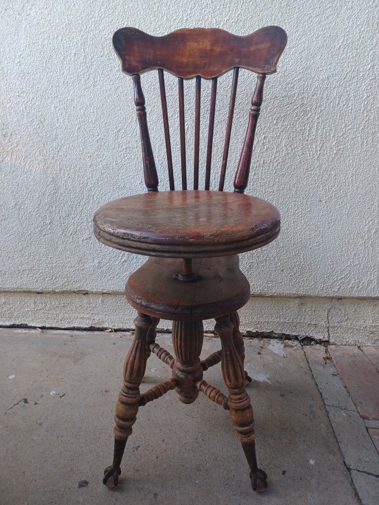 Antique Charles Parker Co. Glass Ball Claw Feet Piano Chair