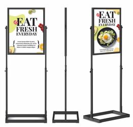 Heavy Duty Poster Stand, Double Sided 22×28 Inch Metal Floor Display With Weatherproof Protection, Floor Standing Sign Holder, Durable Steel Construct