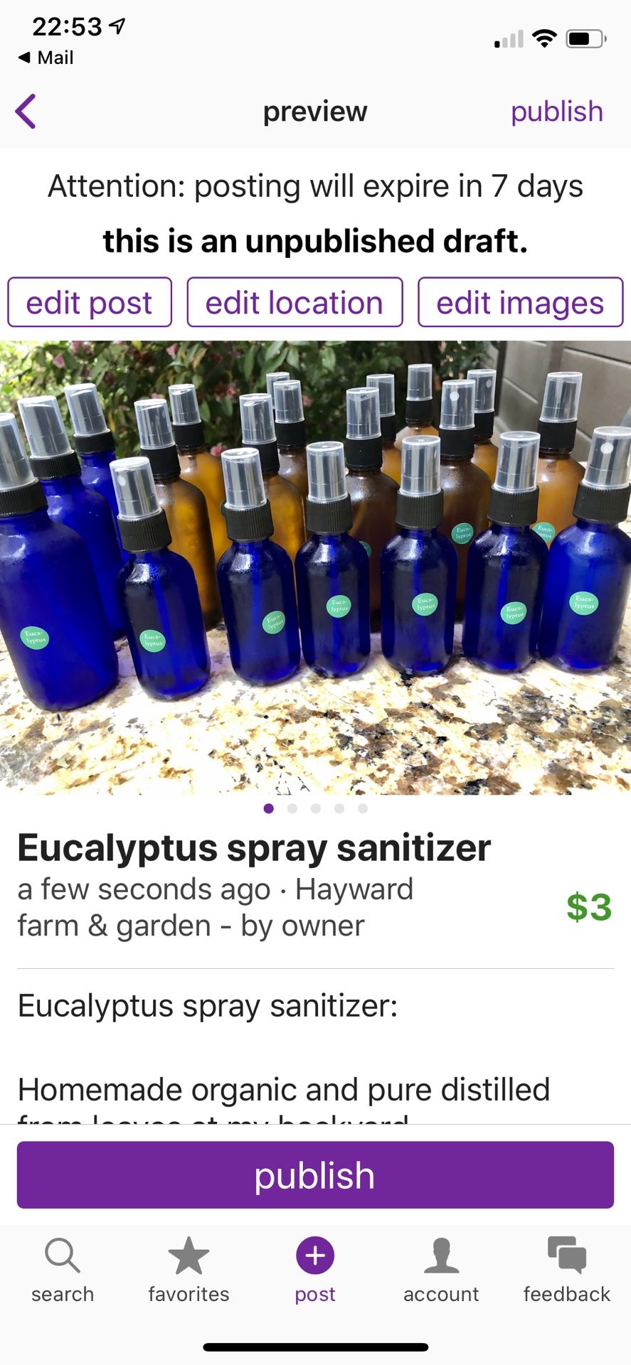Eucalyptus spray sanitizer