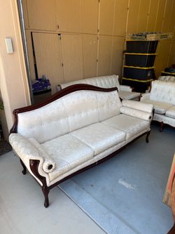 Vintage Dark wood and white french couch