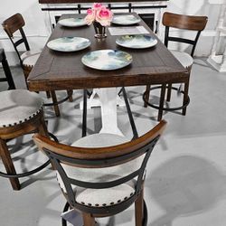 Valebeck Counter Height Dining Table Set, Furniture 