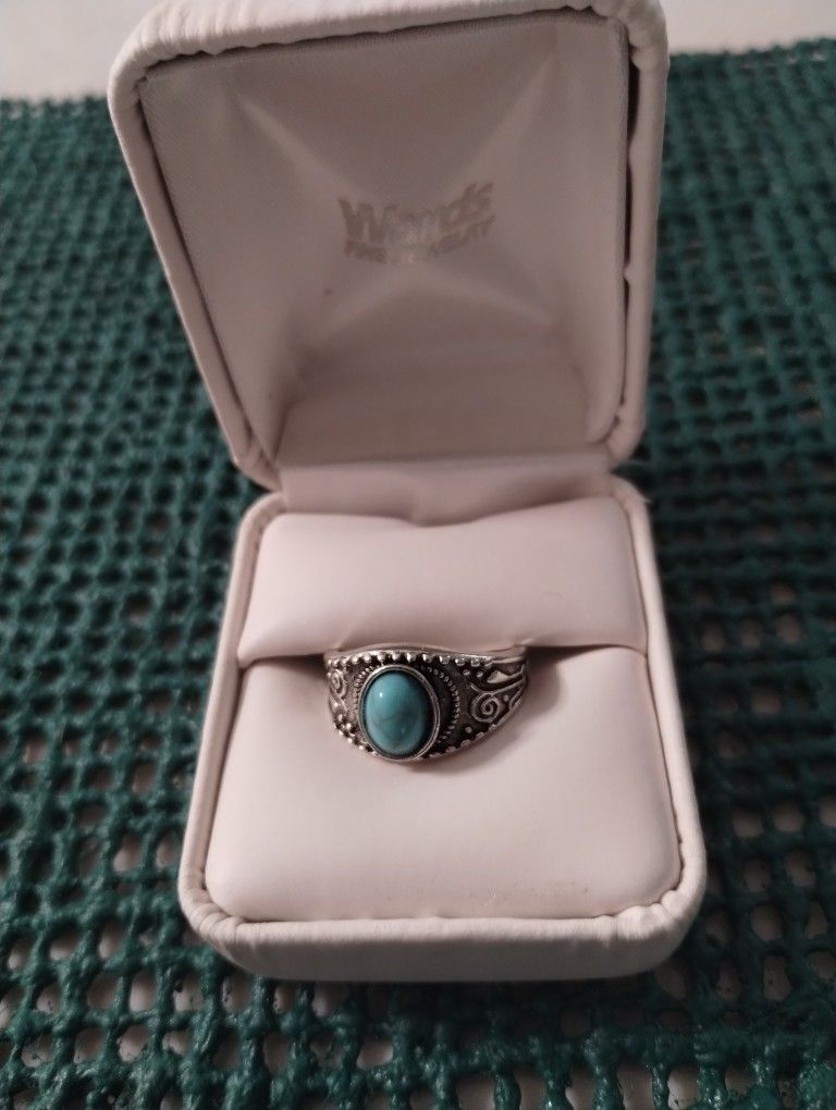 Beautiful Silver Ring With Real Turquoise