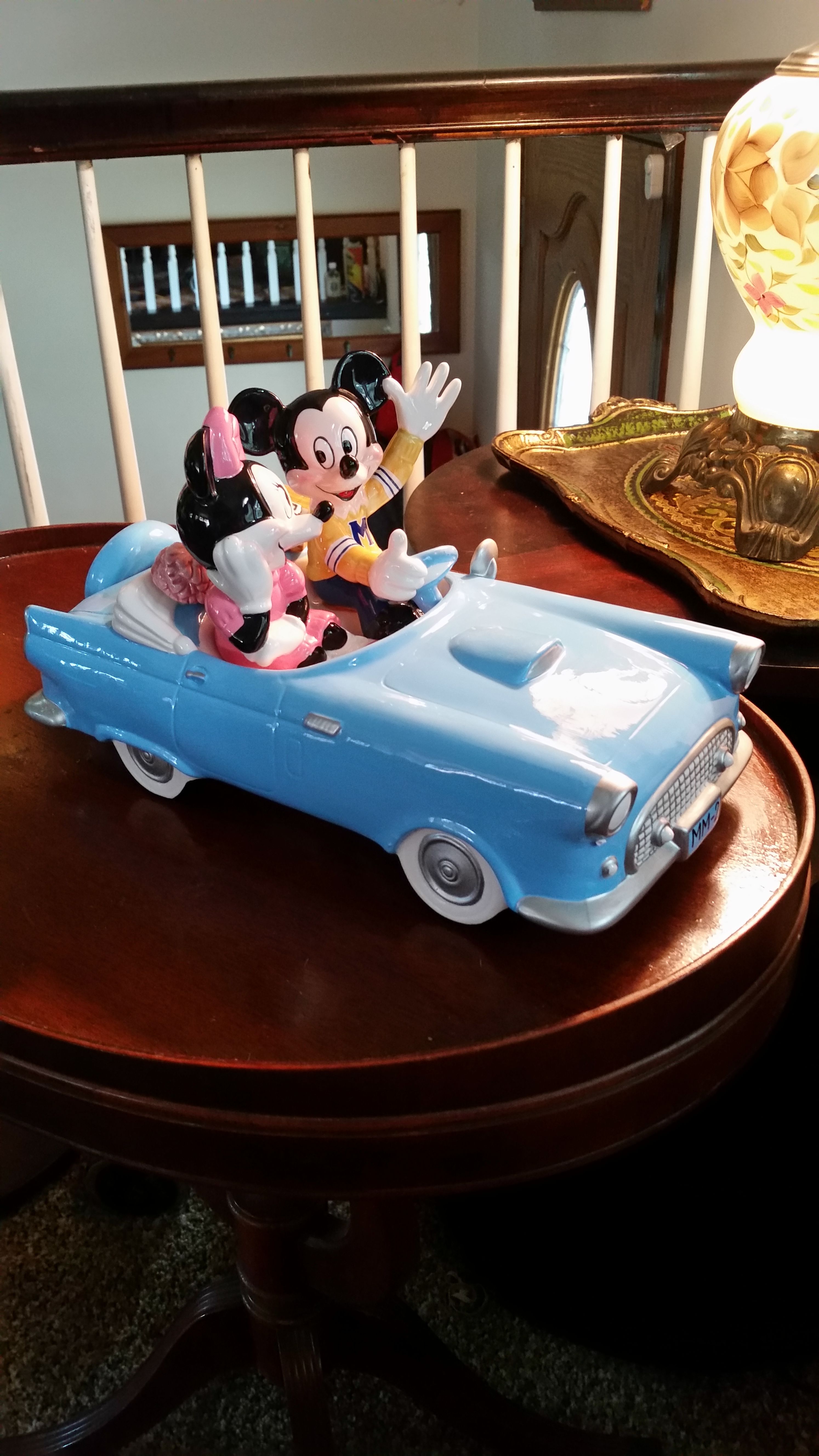 Rare 1970's Schmid Walt Disney "Mickey & Minnie " Classic 50's car music box.