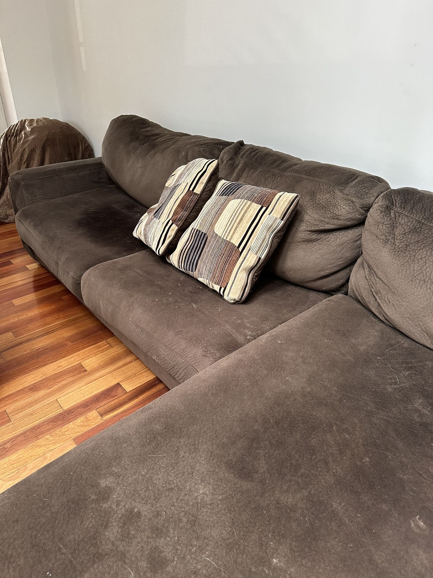 FREE Brown Fabric Sectional Sofa With Sleeper