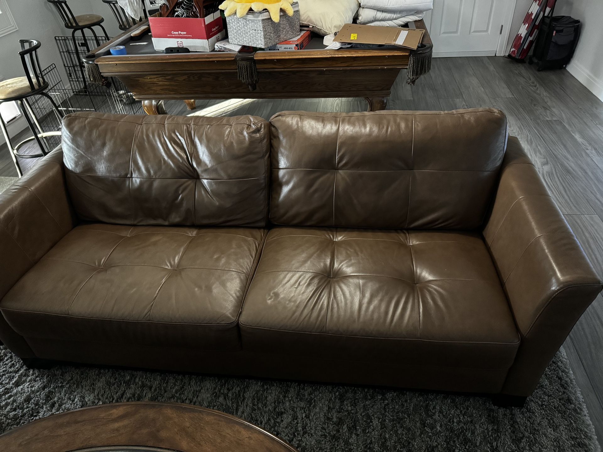 Brown Leather Couch 