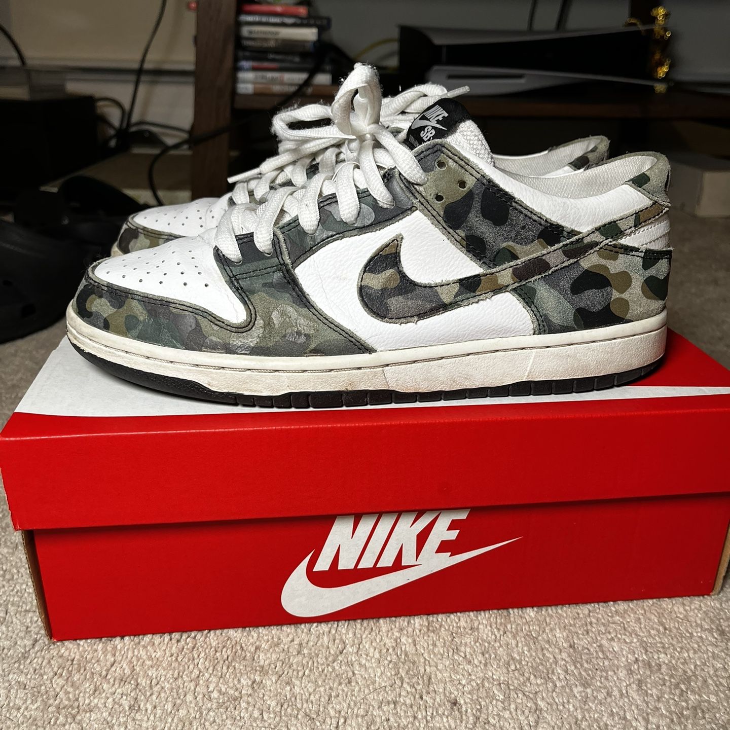 Size 9.5 - Nike Sb Zoom Dunk Low Pro Camo 2016 Pre-Owned for Sale 