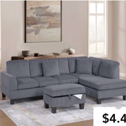 Gorgeous 3-Piece Sectional Set W/Ottoman Storage
