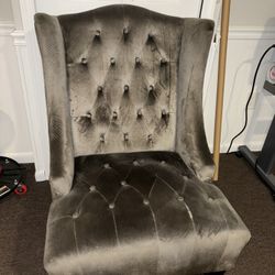 Grey suede living room chair