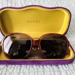 GUCCI Women's Tortoise Acetate Square Sunglasses With GG Logo GG