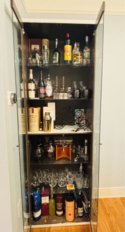 Glass Door Bar Cabinet / Display Cabinet – $100