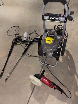Ryobi 2700psi gas pressure washer and 7” buffer