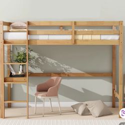 Twin Solid Wood Platform Loft Bed