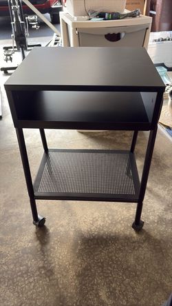Black Metal Rolling Utility Cart with Shelves