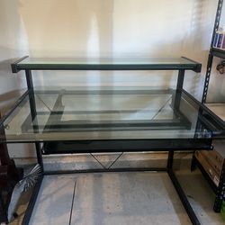 Glass Desk w/Keyboard Tray