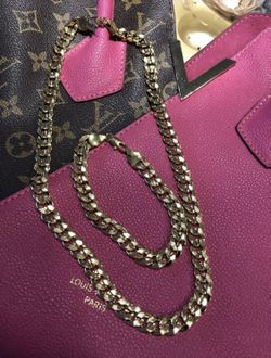 New 18 k yellow gold Cuban chain and bracelet