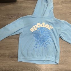 light Blue Spider Hoodie Medium 