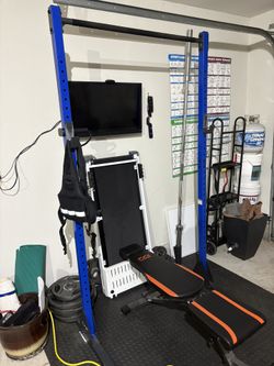 Barbell Weight Set W/rack and bench