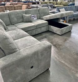 New Corduroy Sectional / Sleeper / Chaise Storage. 92x120x61. Free Delivery!