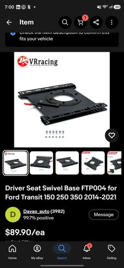 Ford Transit Seat Swivel Base