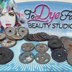 STANDARD  (small 1 inch hole) PLATES $1 A POUND, AVAILABLE ARE  :  50s   44s  25s  10s  7.5s  5s  3s  2.5s 