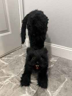 Halloween Faux Fur Black Cat Figurines