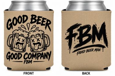 Faded beer man koozie Lazer engraved