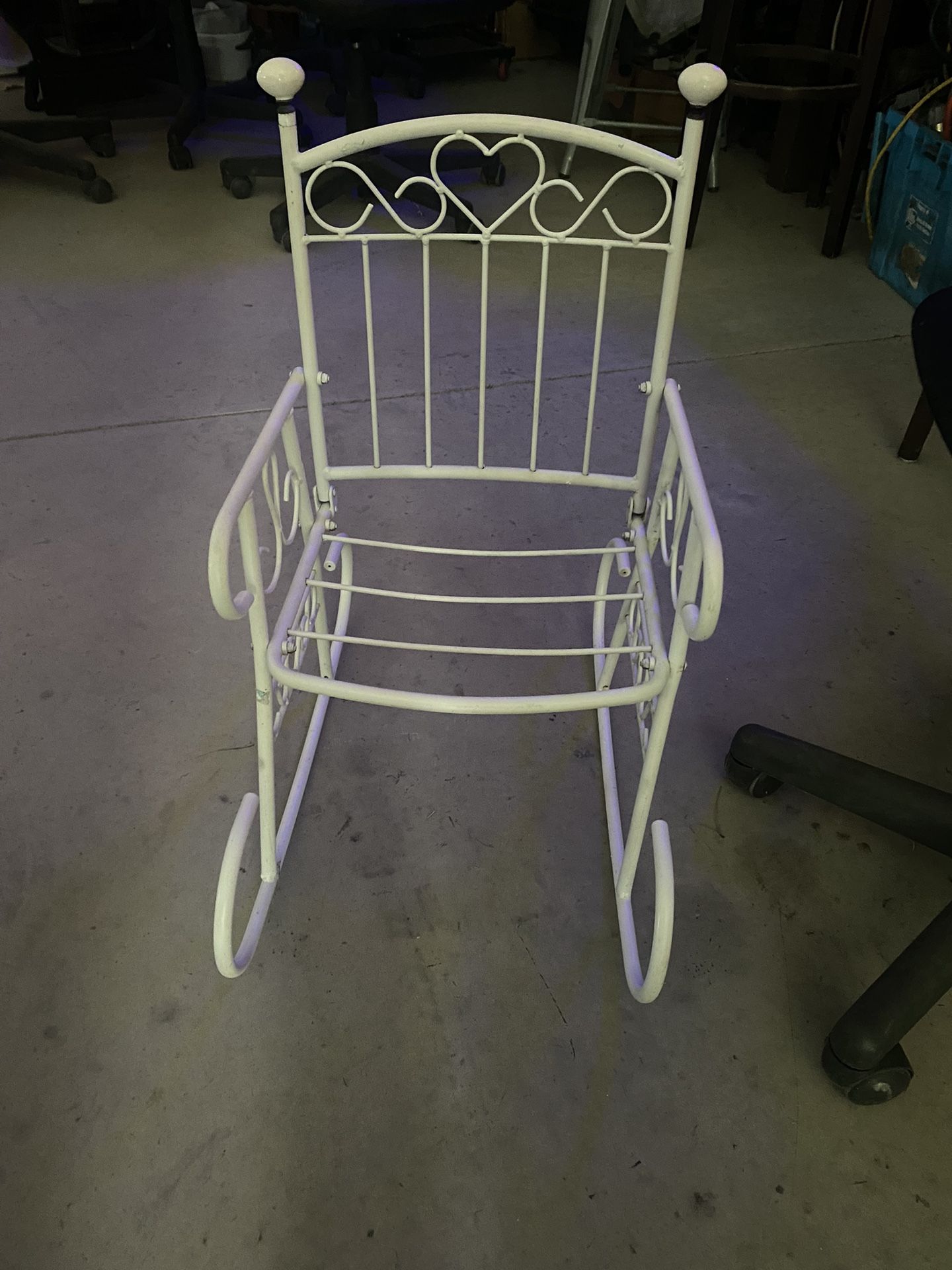 Metal rocking chair for doll or plant stand