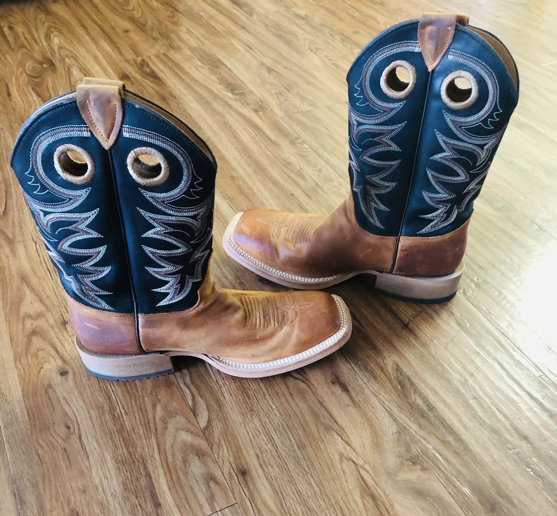 Justin Mens Leather Western Boots BR740 Size 9.5 Made in USA
