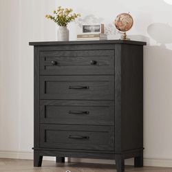 34 Inch 4 Dresser Vertical Chest, Solid Wood  Storage Dresser For Bedroom ,living Room Walnut Finish
