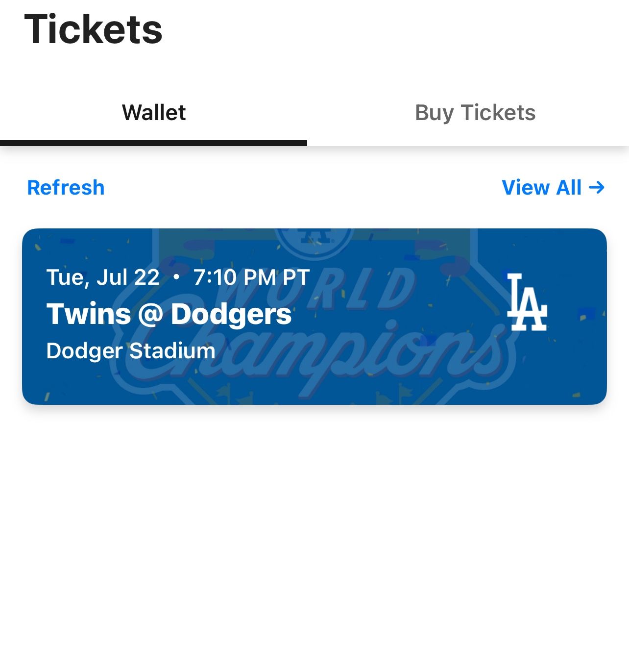 Dodgers Game Tickets